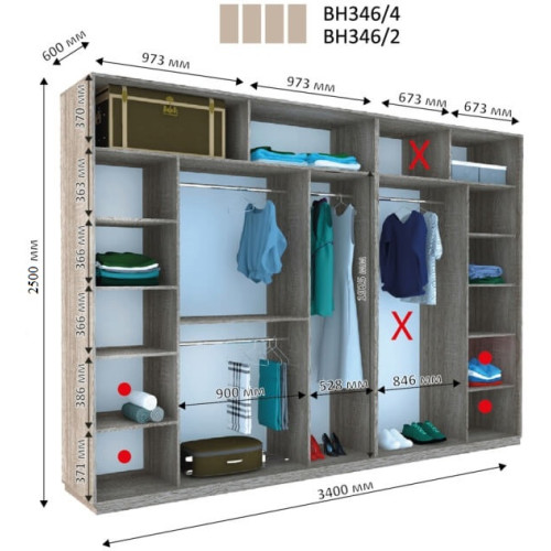 Шафа купе ВН 346 (3400х600х2500)