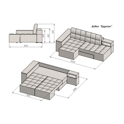 Кутовий диван Бруклін 3x1
