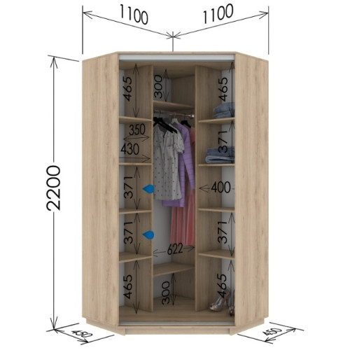 Шафа купе кутова ШК (1100х1100х2200)