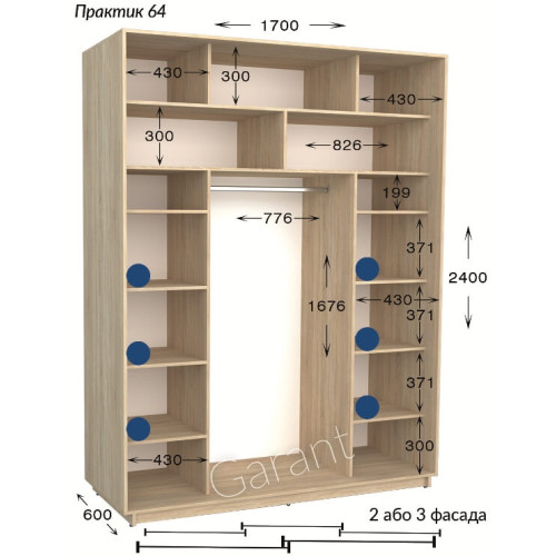 Шкаф-купе Garant Практик 64/3
