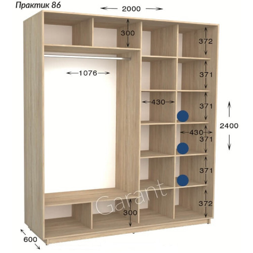 Шкаф-купе Garant Практик 86/4