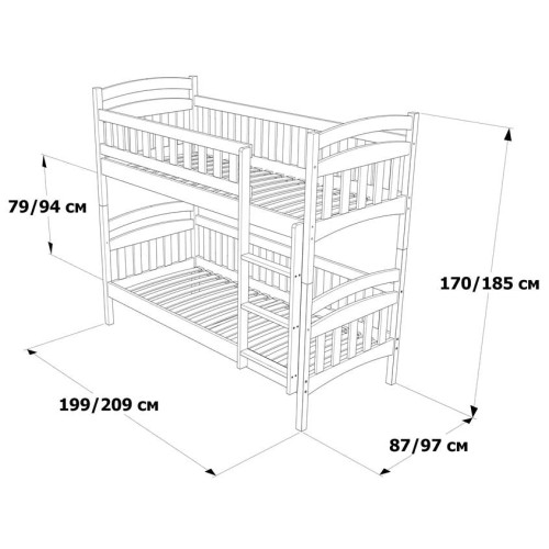 Двох'ярусне ліжко Білосніжка 0,9