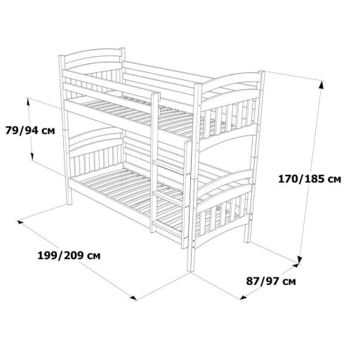 Двох'ярусне ліжко Бембі 0,9