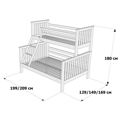 Двох'ярусне ліжко Орхідея (0,9х1,2)