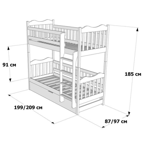 Двох'ярусне ліжко Рукавичка 0,9 (пм)