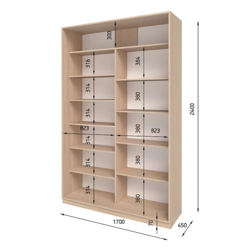 Шкаф-купе S Line ШК 2.2 (1700х450х2400)