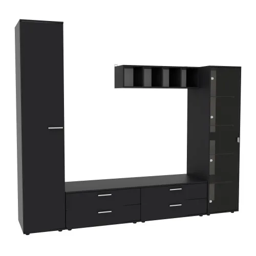 Стенка в гостиную Hugo-4, Антрацит, 2480х520х2120