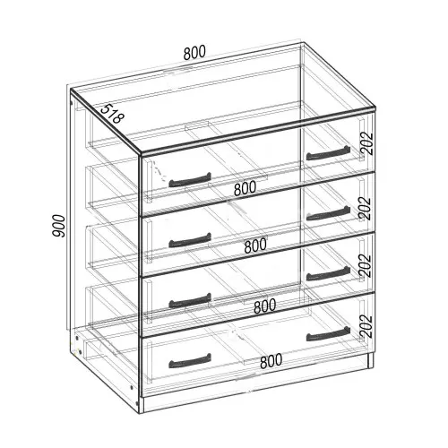 Комод Tetris Т-7, Дуб Крафт Білий, 800/518/900