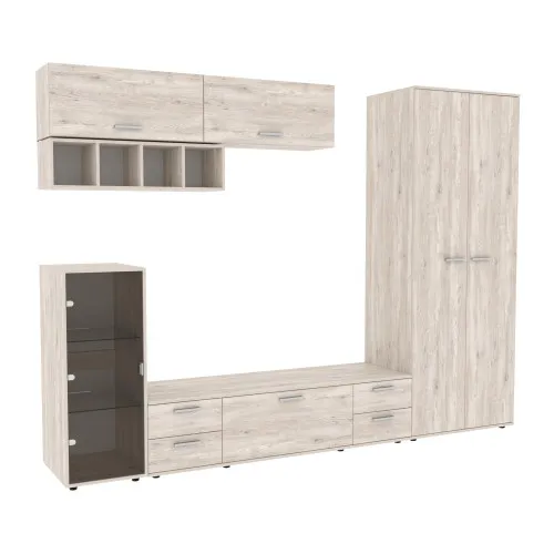 Стенка в гостиную Hugo-1, Самоа Дымчатый, 2860х520х2120