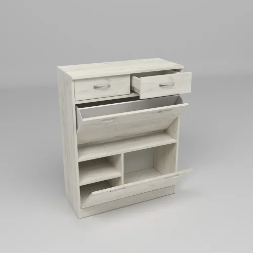 Тумба для обуви №4, Дуб Крафт Белый, 800/350/1010