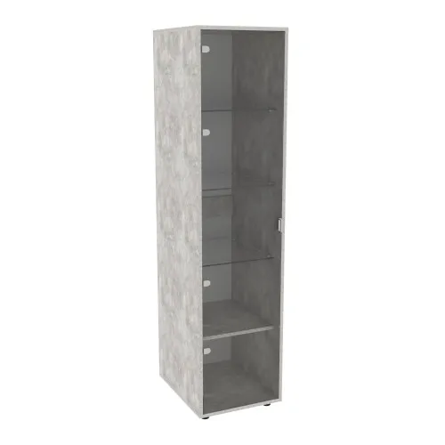 Пенал со стеклом Hugo H-4, Бетон, 420/520/1700