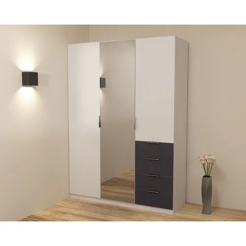 Шкаф Кристалл 2, Белый/Антрацит, 1500х520х2100