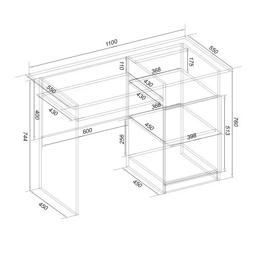 Стол письменный СП-1 №3, Дуб Конкордия, 1100/550/760