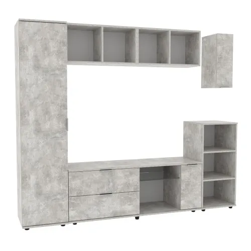 Стенка в гостиную Ketrin-1, Бетон, 2240х425х1880