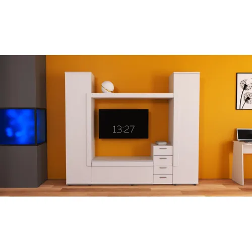 Стенка в гостиную под ТВ Эхо-2, Белый, 2160х420х1850
