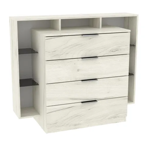 Комод Кристал, Дуб Крафт Белый, 1200/450/1000