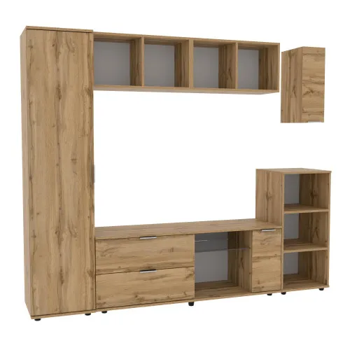 Стенка в гостиную Ketrin-1, Дуб Аппалачи, 2240х425х1880