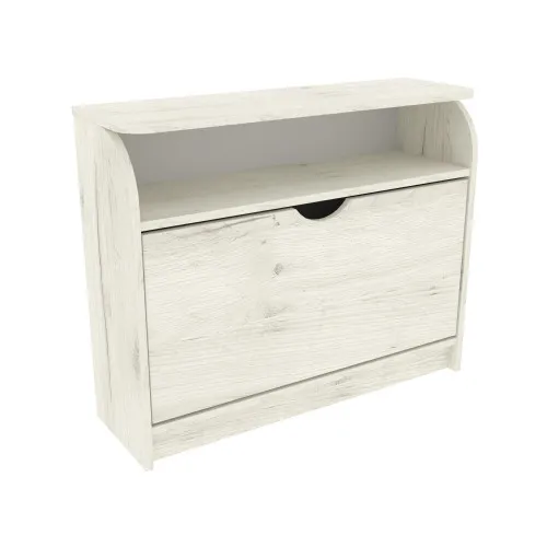 Тумба для обуви №3, Дуб Крафт Белый, 800/250/650