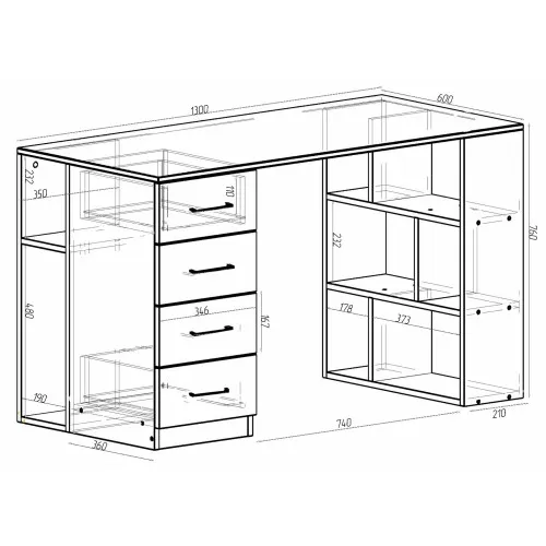Стіл письмовий Tetris Т-8, Білий, 1300/600/760