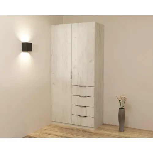 Шкаф Кристалл 1, Дуб Крафт Белый, 1000х520х2100