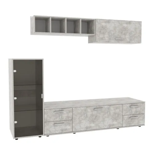 Стенка в гостиную Hugo-3, Бетон, 2060х520х1700