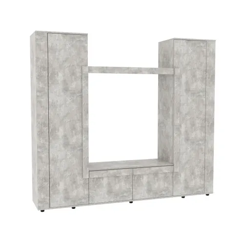 Стенка в гостиную под ТВ Эхо-4, Бетон, 2160х420х1850