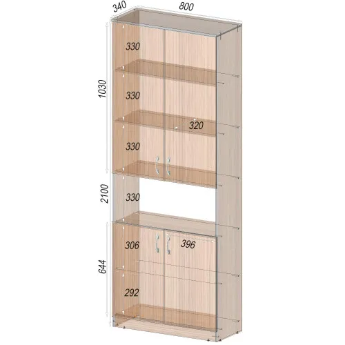 Шкаф ОШК-2, Белый, 800/340/2100