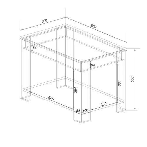 Стіл журнальний Квант-2, Дуб Крафт Білий, 800/500/550
