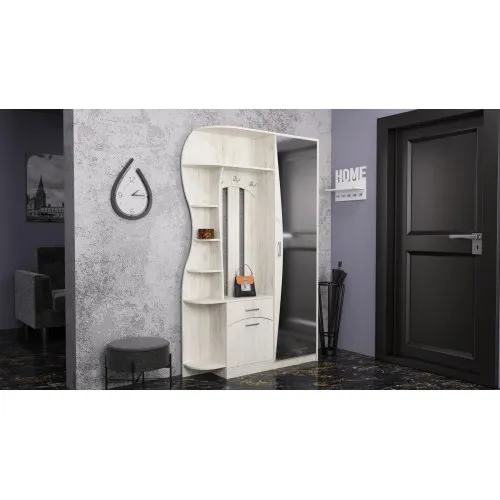 Прихожая Соло-9, Дуб Крафт Белый, 1300/400/2100