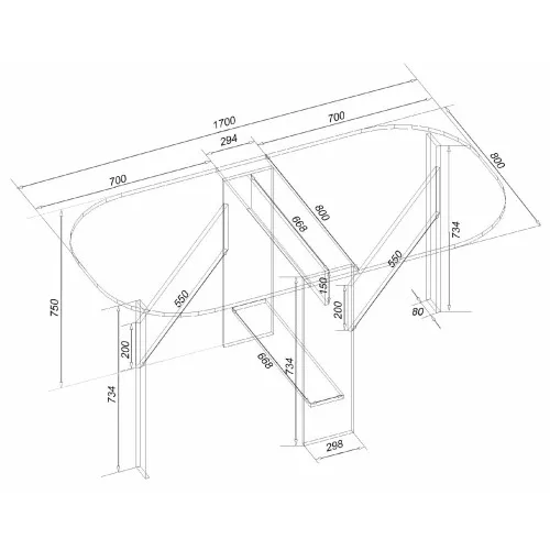 Стіл-тумба №2, Білий, 1700х800х750