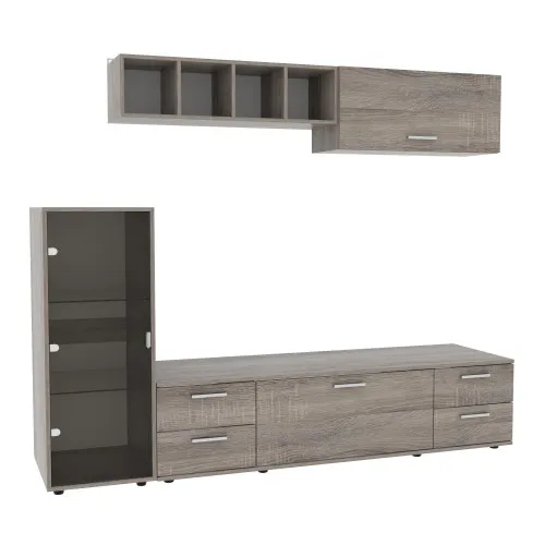 Стенка в гостиную Hugo-3, Дуб Сонома Трюфель, 2060х520х1700