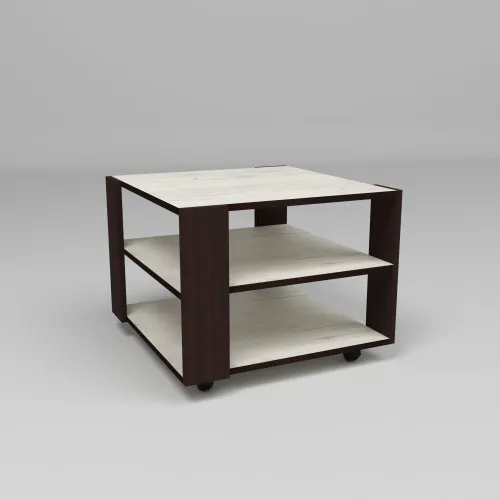 Стіл журнальний Квант №4, Дуб Крафт Білий/Венге Магія, 600/600/450