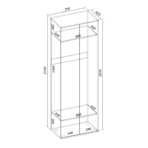 Шкаф для одежды Ketrin К-1, Дуб Шамони Светлый, 700/425/2100
