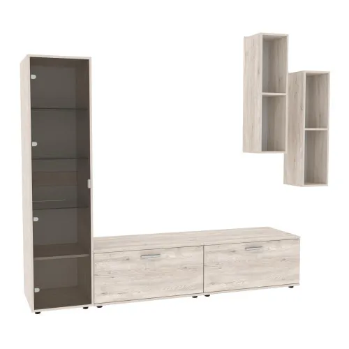 Стенка в гостиную Hugo-2, Самоа Дымчатый, 2060х520х1700