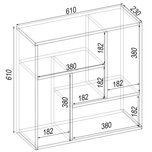 Полка навесная П-3, Бетон, 610/230/610