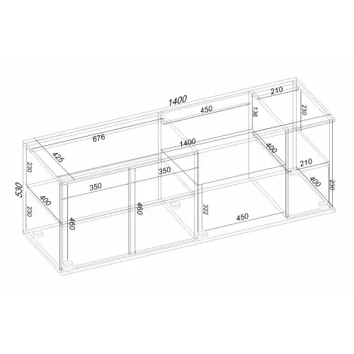 Тумба TV Ketrin К-10, Дуб Сонома, 1400/425/530