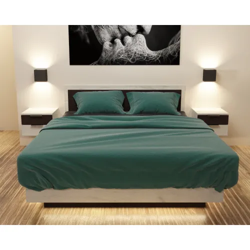 Кровать Кристалл №2 двуспальная, Дуб Крафт Белый/Венге Магия, 2035х1432х850