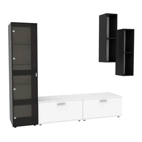 Стенка в гостиную Hugo-2, Белый/Антрацит, 2060х520х1700