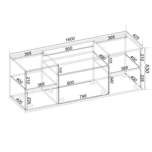 Тумба TV Ketrin К-8, Дуб Конкордія, 1600/425/530