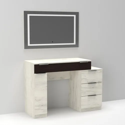 Стол туалетный Трюмо Кристалл, Дуб Крафт Белый/Венге Магия, 1200/452/847