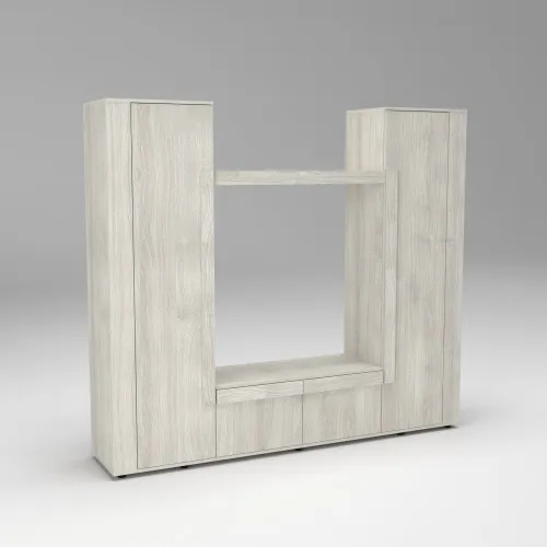 Стенка в гостиную под ТВ Эхо-4, Дуб Шамони Светлый, 2080х420х1850