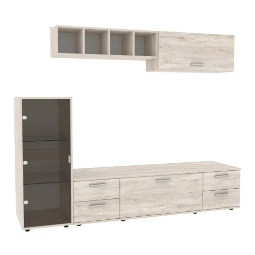 Стенка в гостиную Hugo-3, Самоа Дымчатый, 2060х520х1700