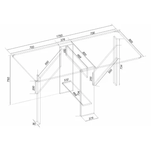 Стіл-тумба №3, Дуб Крафт Білий, 1750х800х750