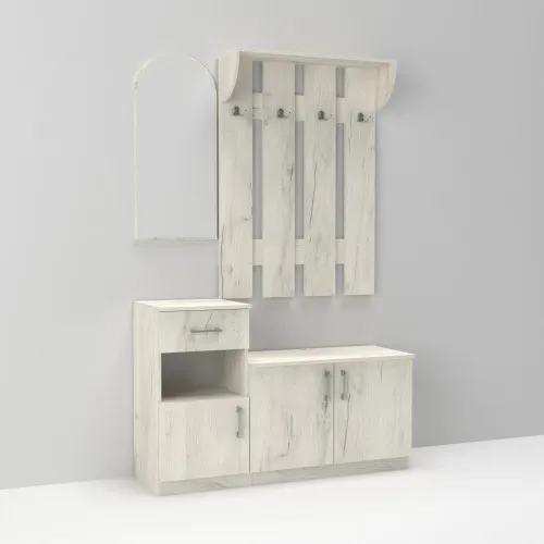 Прихожая Алиса, Дуб Крафт Белый, 1000/400/1880