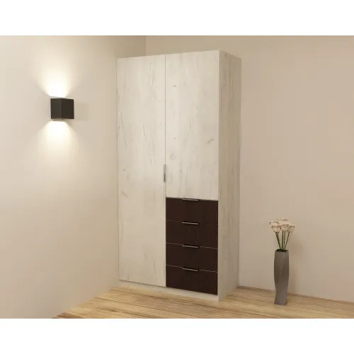 Шкаф Кристалл 1, Дуб Крафт Белый/Венге Магия, 1000х520х2100