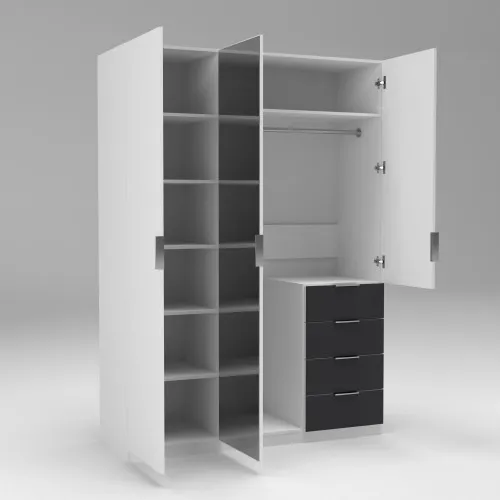 Шкаф Кристалл 2, Белый/Антрацит, 1500х520х2100