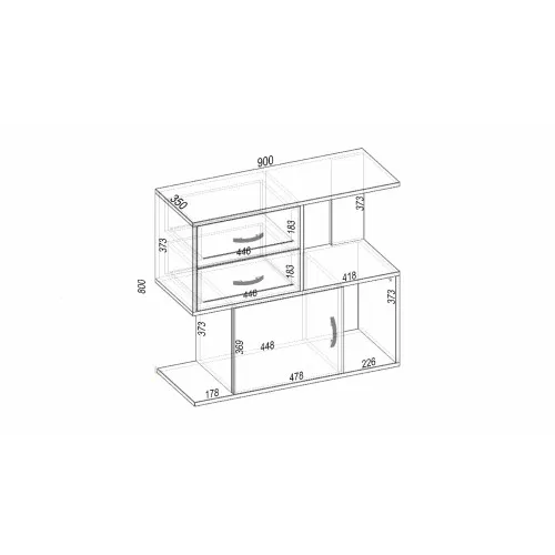 Тумба для салона TS-3, Белый, 900/350/800