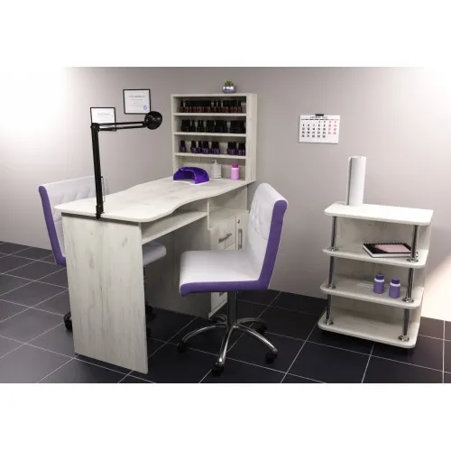 Стол маникюрный СМ-1, Дуб Крафт Белый, 1230/550/1264