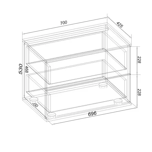 Тумба-комод в гостиную К-12, Дуб Крафт Белый, 700/425/530