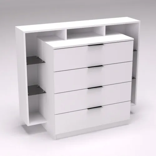 Комод Кристал, Белый, 1200/450/1000
